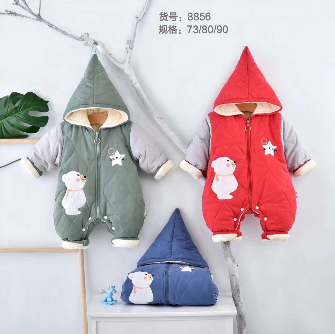 婴幼儿带帽连体加厚家居服外出服产品图