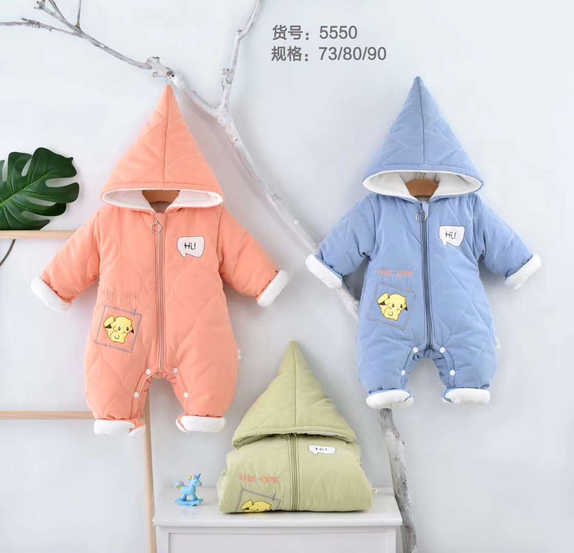 婴幼儿带帽连体加厚家居服外出服细节图
