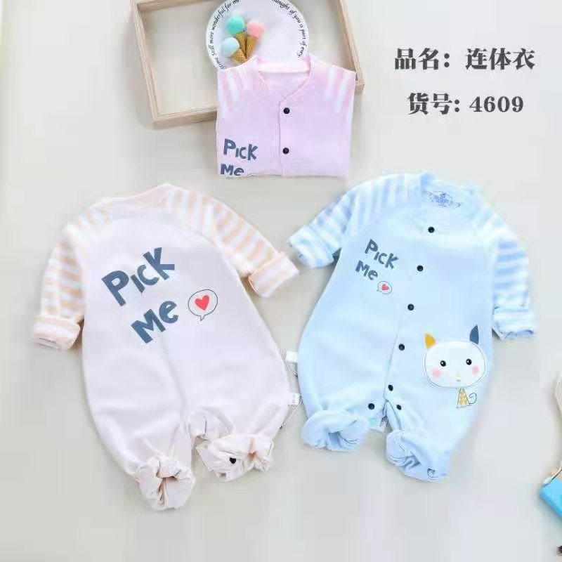 彩棉拼接两用档连体新生儿宝宝爬服产品图
