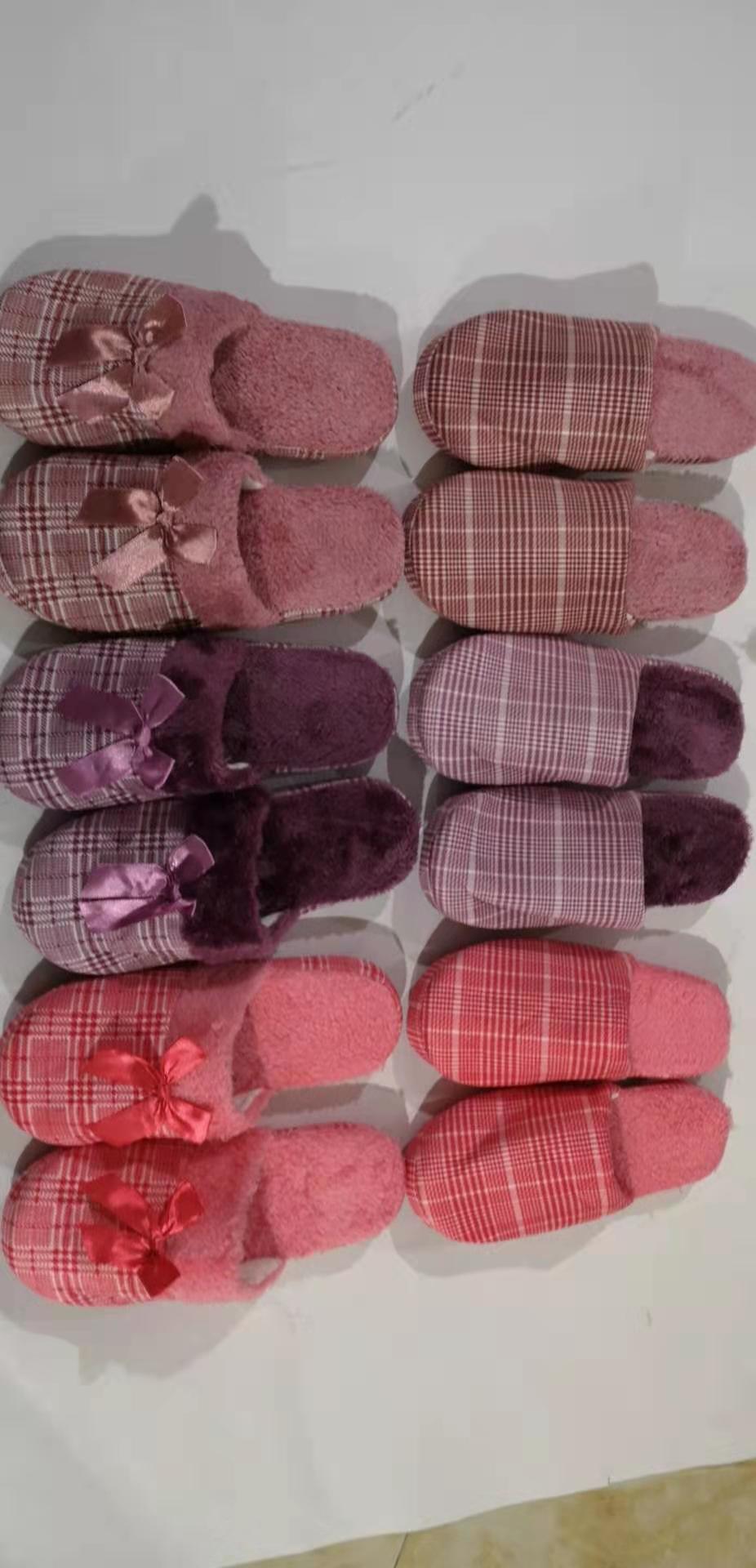 Plaid Home Ladies Plush Stars Home Slippers Non-Slip Stars Home Slippers Non-Slip full figure