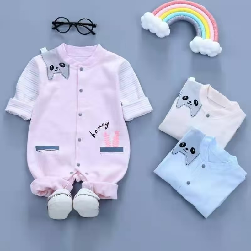 彩棉拼接两用档连体新生儿宝宝爬服详情图2