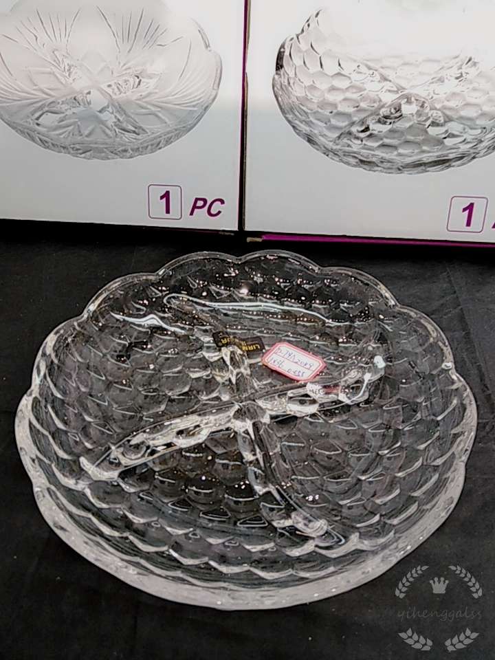 Yiheng Glass Four-compartment circular transparent glass Fruit Platter 74 pic 1