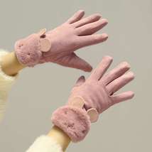麂皮绒毛口动物造型女士加绒手套