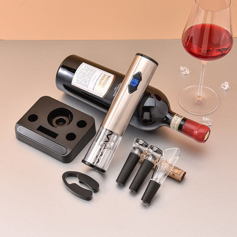 Electric wine opener base type stainless steel bottle opener, electric wine opener set gift box undefined