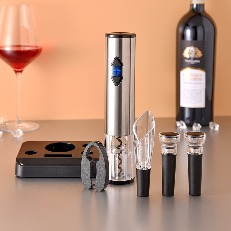 Electric wine opener base type stainless steel bottle opener, electric wine opener set gift box undefined
