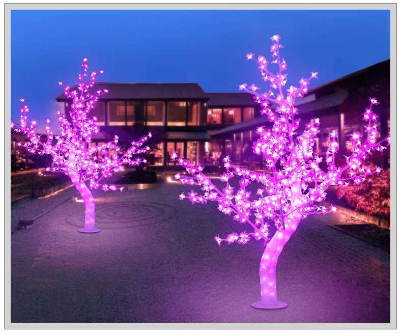Cherry blossom tree light led illuminated tree outdoor waterproof landscape courtyard tree light Christmas tree festival decorative color light 1.5 meters