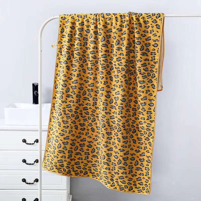 Creative leopard print towel, soft, quick-absorbing and quick-drying coral fleece cover towel, household towel detail image 7