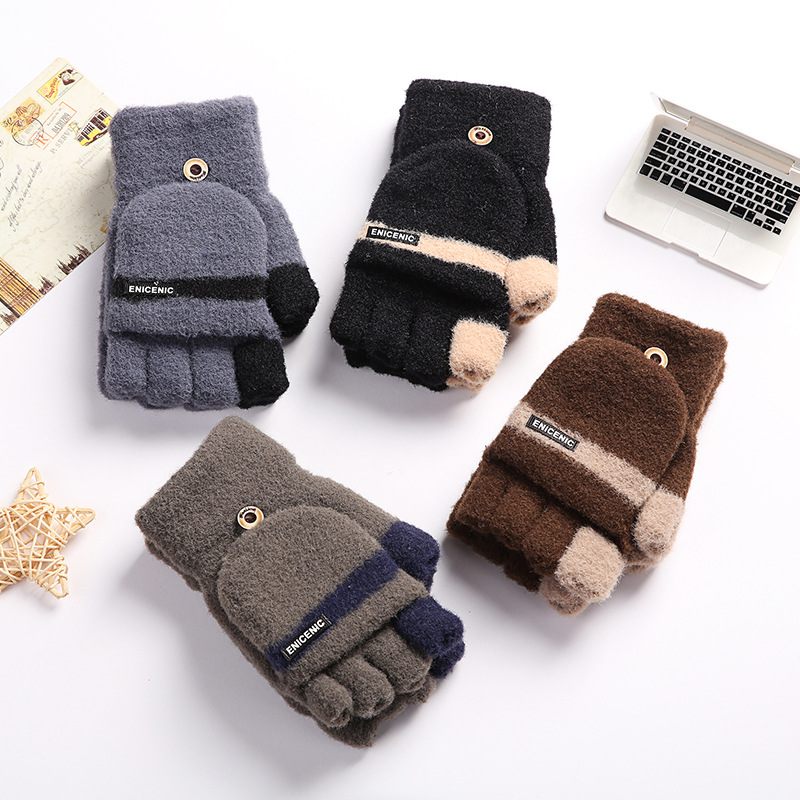 Winter men's half-fingered covered gloves, warm gloves, writing gloves factory direct sales. Welcome to customize with samples