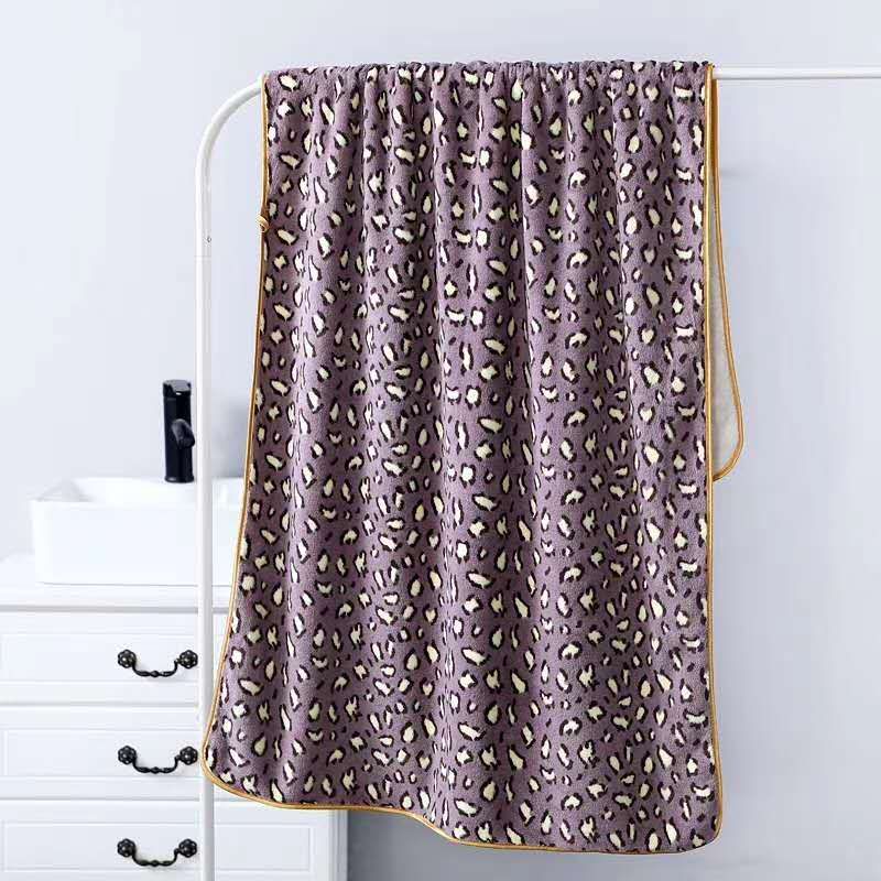Creative leopard print towel, soft, quick-absorbing and quick-drying coral fleece cover towel, household towel detail image 10