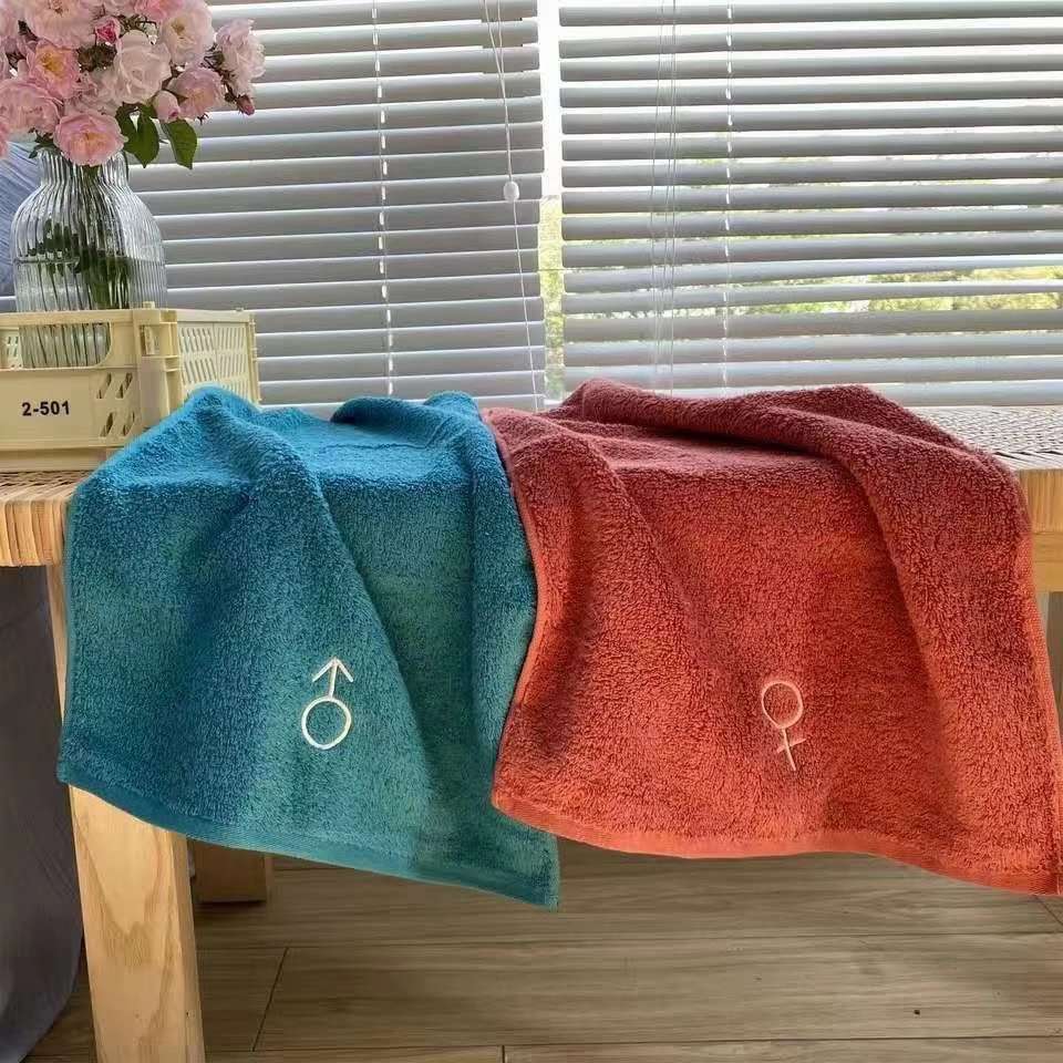 Ins-style creative embroidered towel, pure cotton, no shedding and no color fading, high-end couple gift towel