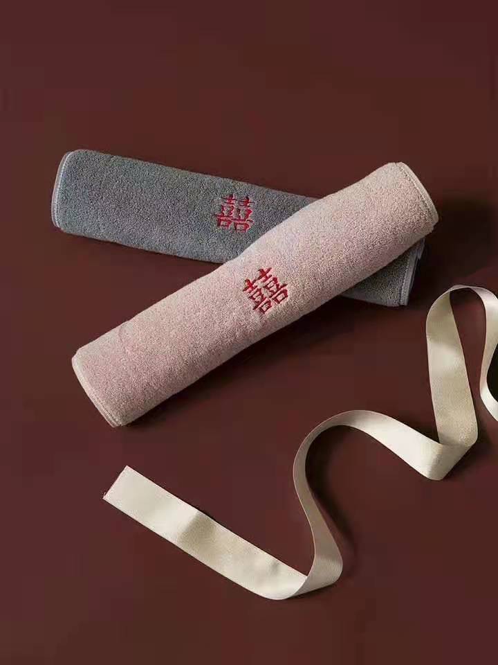 Creative Embroidery Wedding Series Double Happiness Arrival Bath Towel Pure Cotton Premium couple bath Towel Wedding Gift detail image 4