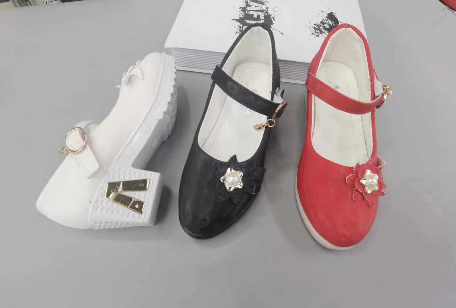 2023 Spring Children Students Perform Korean Version Of Girl's Bow Girl's Leather Shoes Single Shoe High Heels 126 Leather Inner Casual Etiquette Shoes