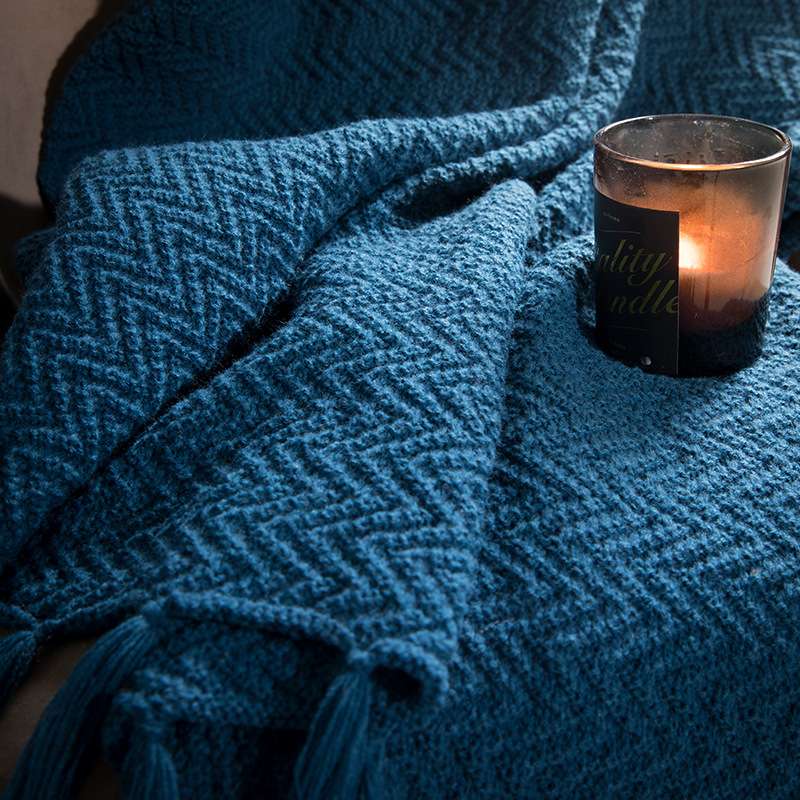 腈纶blanket针织毯沙发搭毯家居毛毯子软装摄影道具产品图