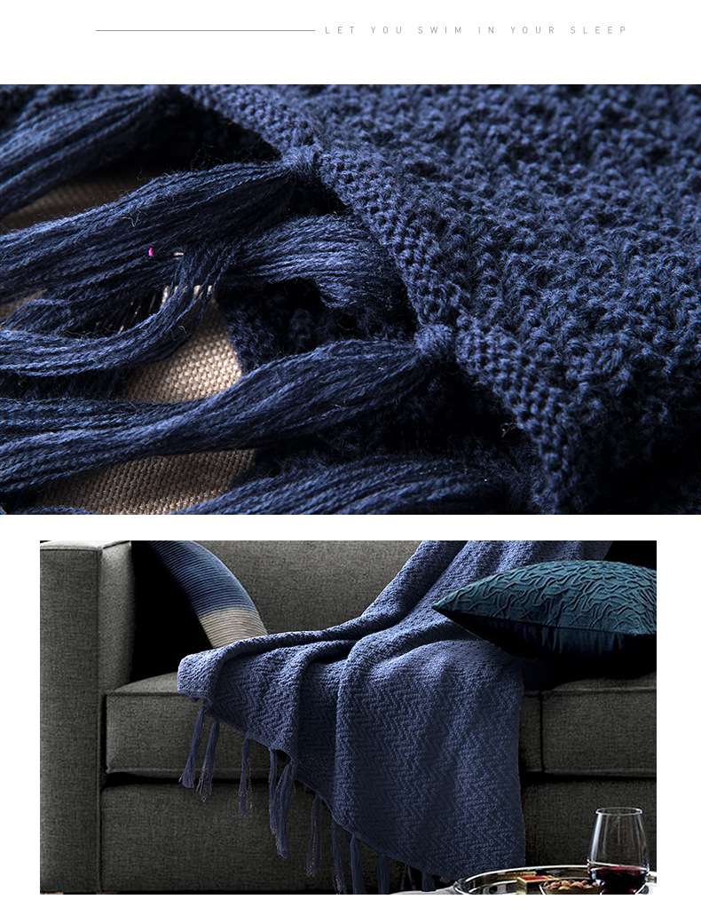 腈纶blanket针织毯沙发搭毯家居毛毯子软装摄影道具详情图8
