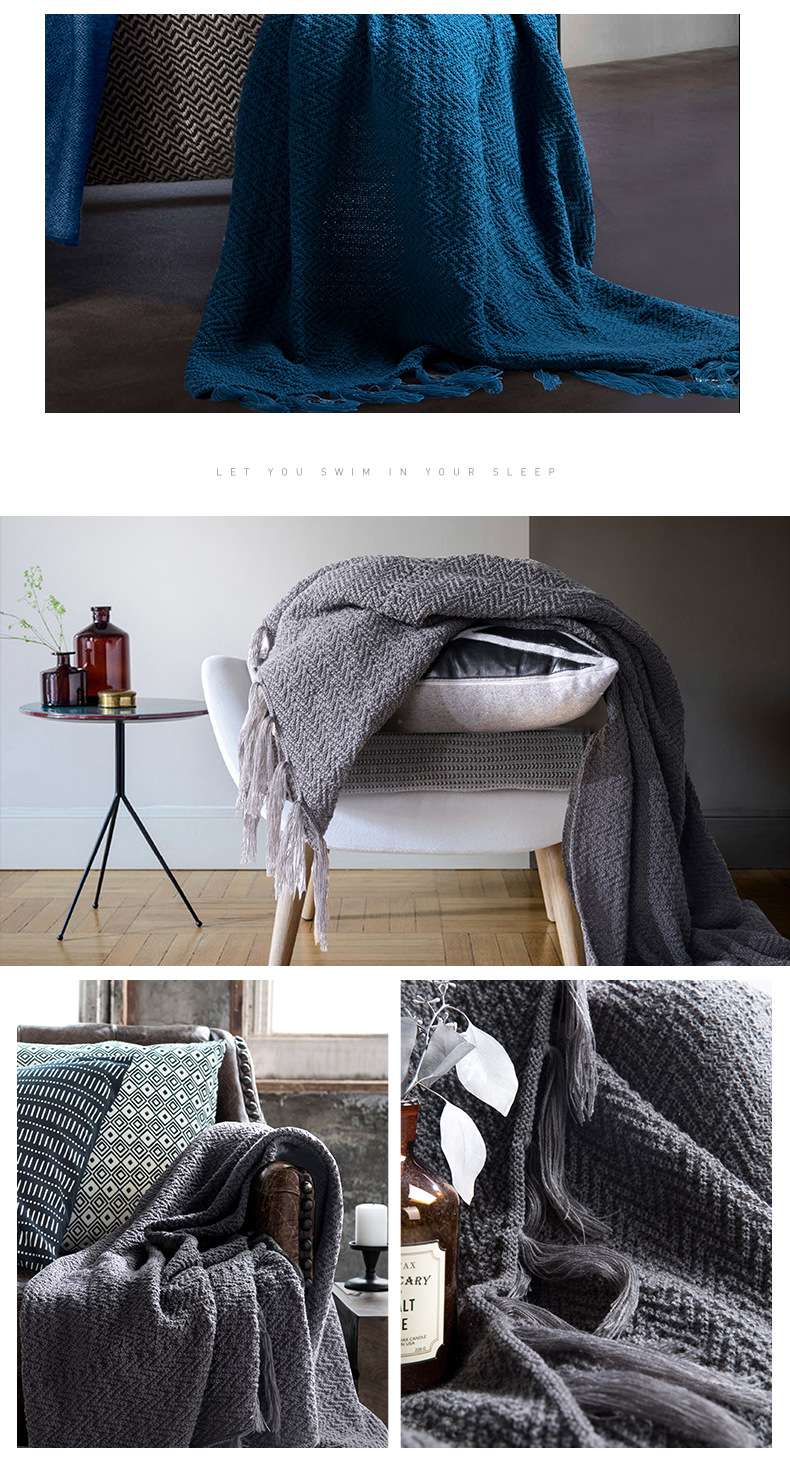 腈纶blanket针织毯沙发搭毯家居毛毯子软装摄影道具详情图15