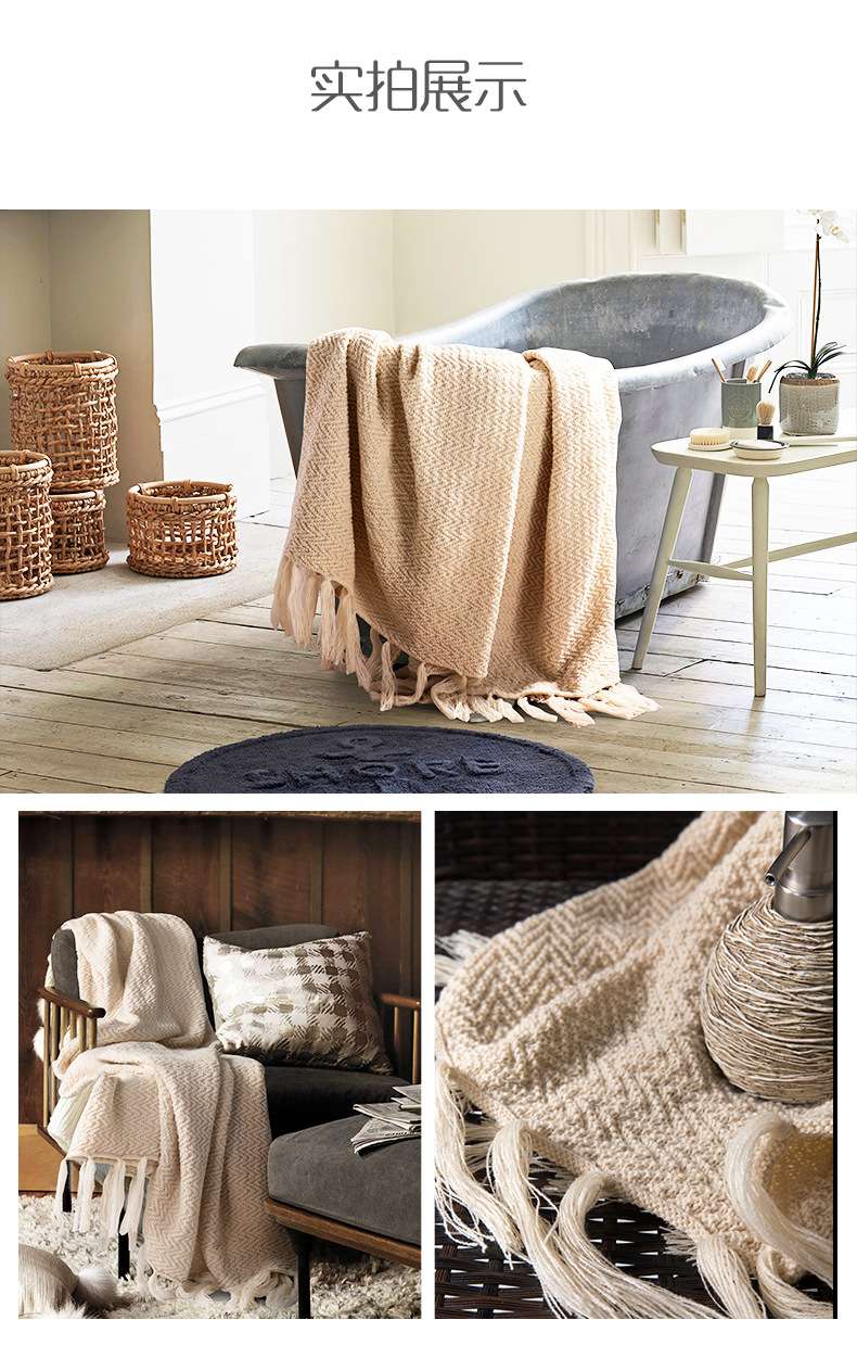 Acrylic blanket, knitted blanket, sofa blanket, home blanket, soft furnishings, photography props detail image 11