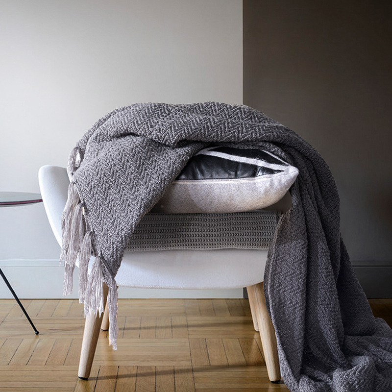 腈纶blanket针织毯沙发搭毯家居毛毯子软装摄影道具白底实物图