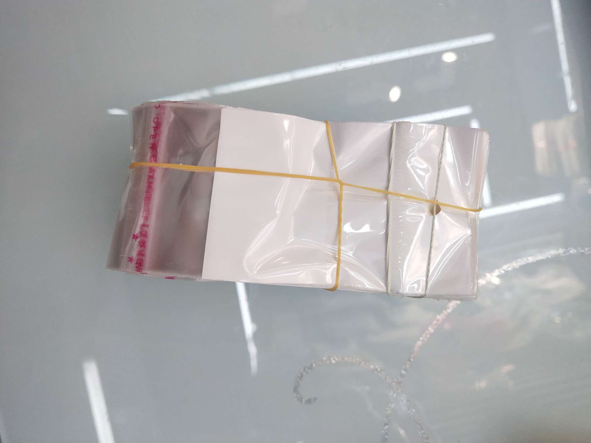 白底4.5x10BOPP不干胶自粘袋透明袋双面自封口袋包装袋发绳袋饰品胸针耳钉袋6