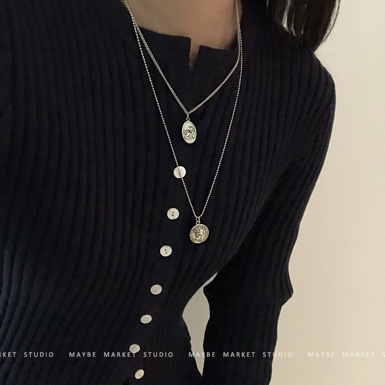 UKI SILVER  与季S925纯银个性美人头复古项链