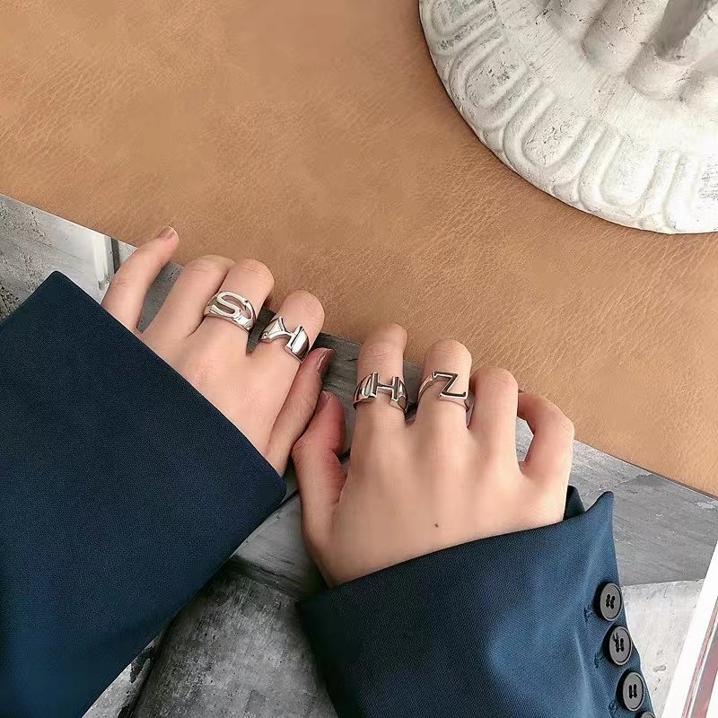 UKI SILVER and Season S925 sterling silver personalized heavy Industry letter ring 💍 Application Scenario