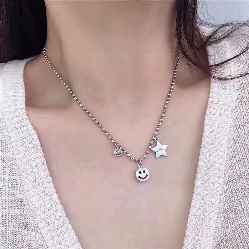 UKI SILVER with Season S925 sterling silver lucky Star ⭐ smiley face necklace Specification image