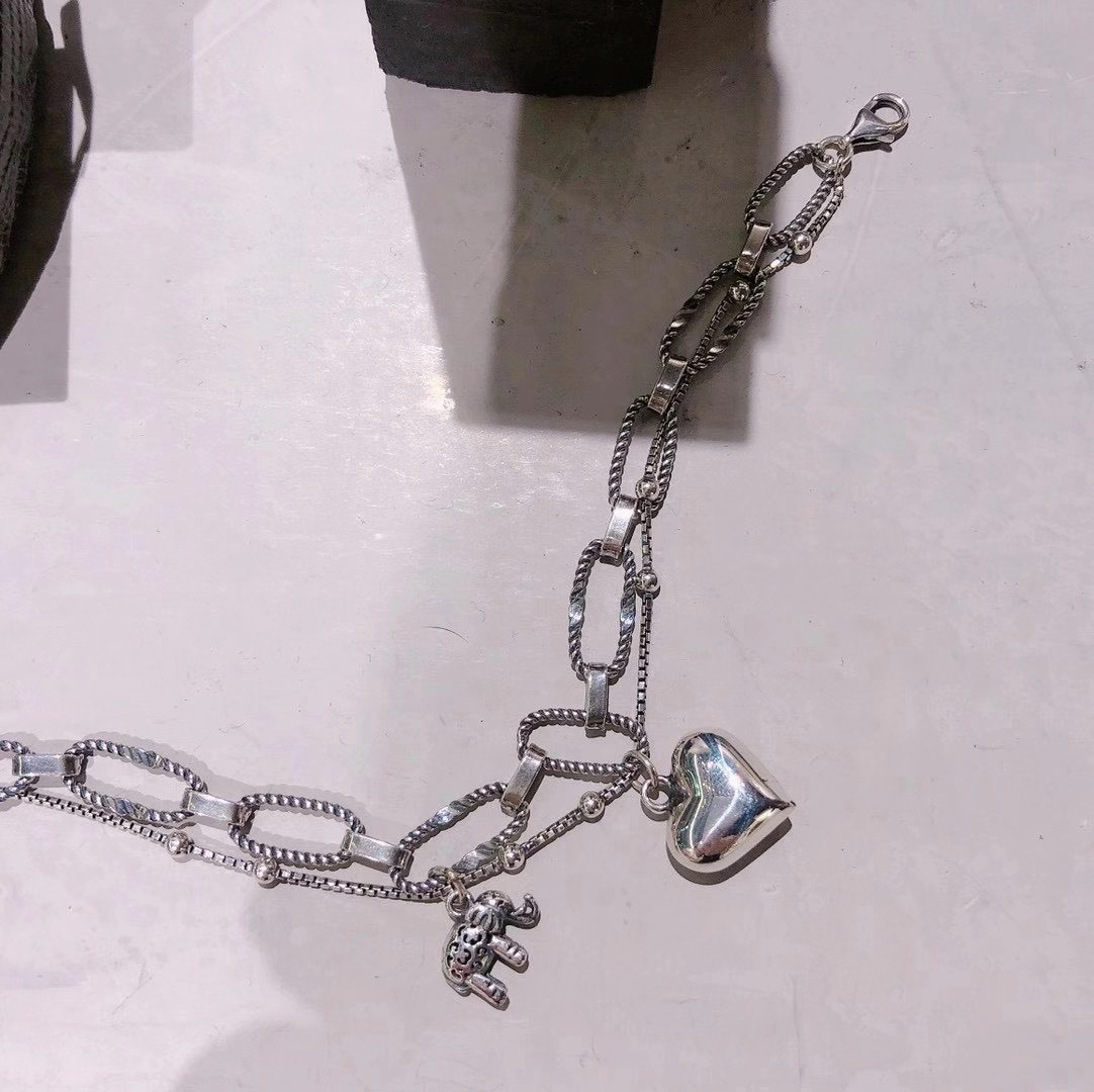 UKI SILVER and Season S925 sterling silver elephant 🐘 heart ❤️ good luck bracelet details Picture