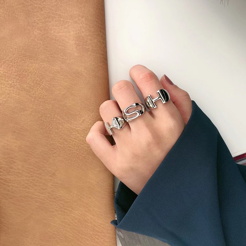 UKI SILVER and Season S925 sterling silver personalized heavy Industry letter ring 💍