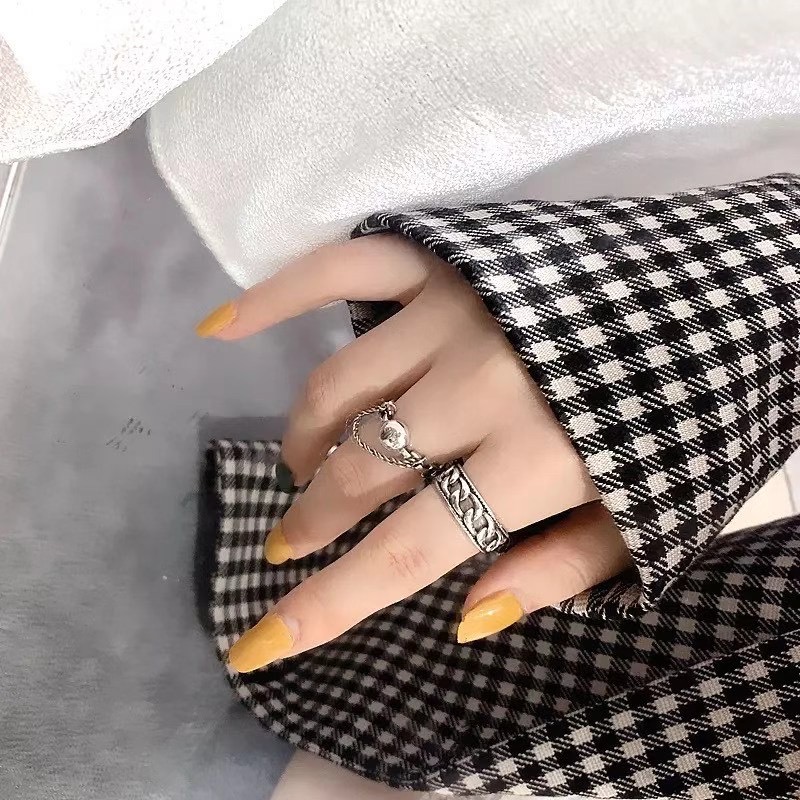 UKI SILVER and Season S925 sterling silver smooth plate chain tassel ring details Picture