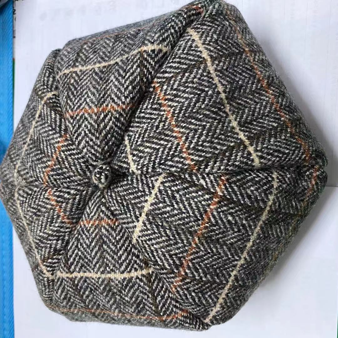 Children's Autumn And Winter Hats English Plaid Painter Hats Boys And Girls Berets Family Style Bud Pumpkin Hat Tide details Picture