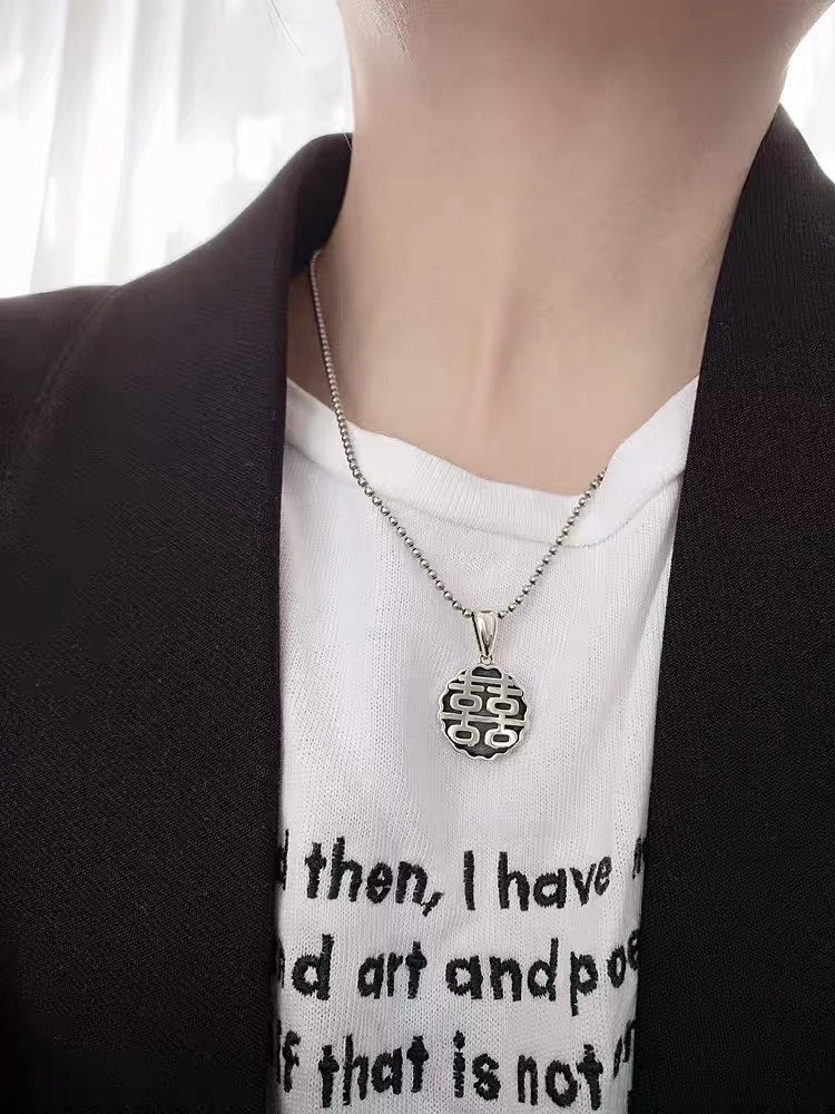 UKI SILVER and Ji S925 sterling silver personalized Chinese-style auspicious character festive necklace Specification image