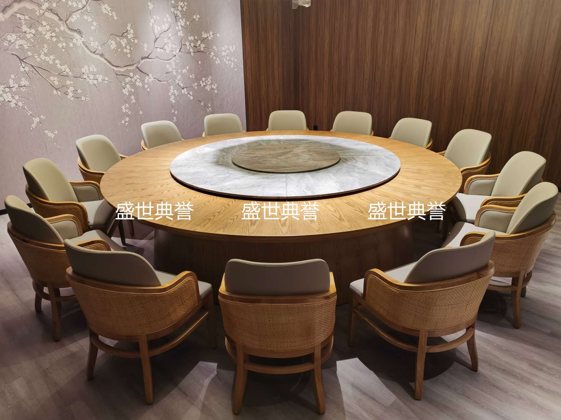 上海星级酒店实木餐桌椅国际大饭店包厢实木藤编椅子白蜡木扶手藤椅详情图16