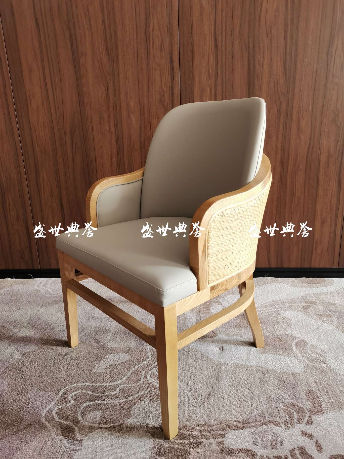 上海星级酒店实木餐桌椅国际大饭店包厢实木藤编椅子白蜡木扶手藤椅详情图2