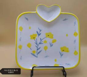 Ceramic dumpling plate 10-inch heart-shaped square dumpling plate detail image 3