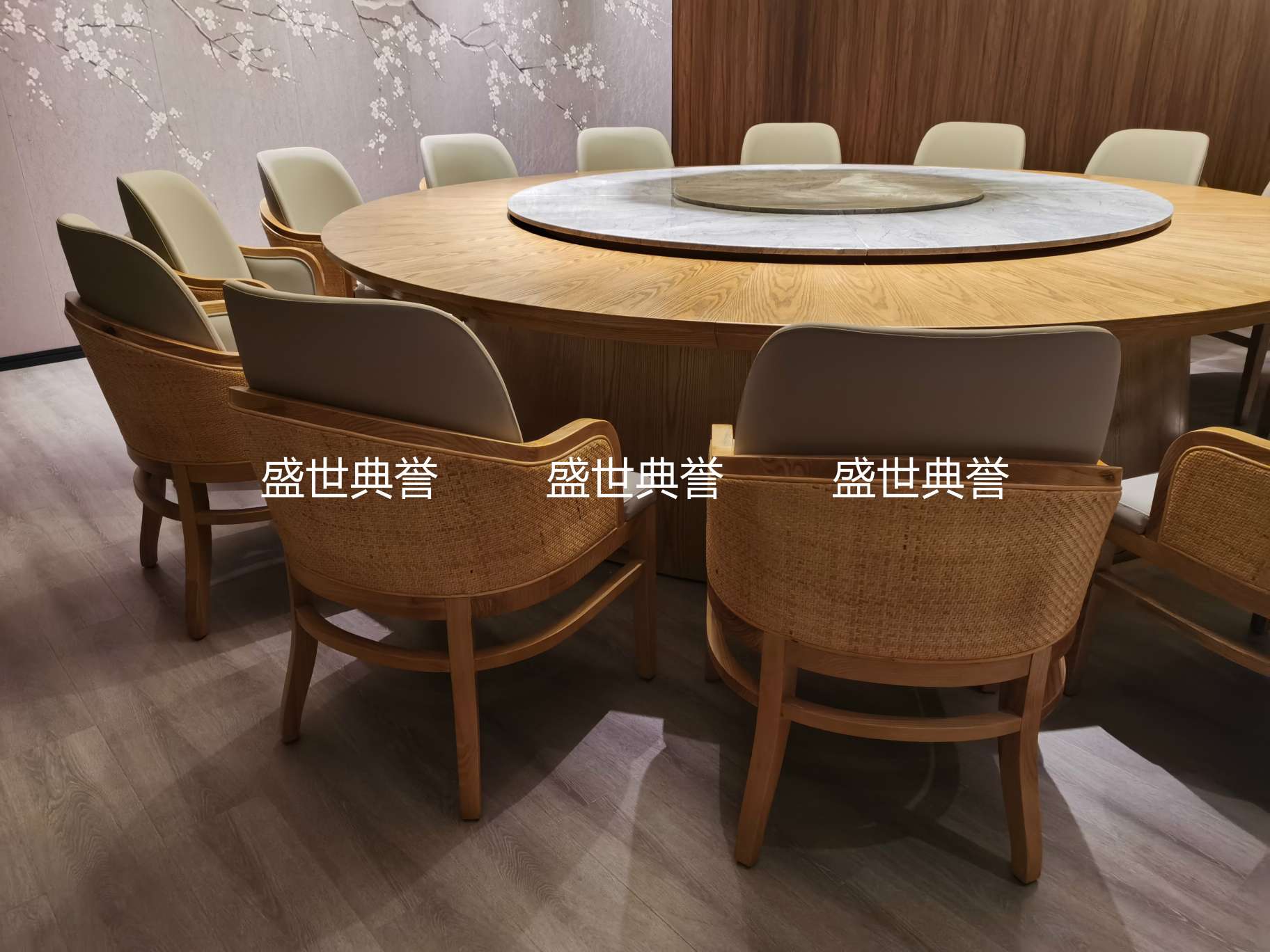 上海星级酒店实木餐桌椅国际大饭店包厢实木藤编椅子白蜡木扶手藤椅详情图13
