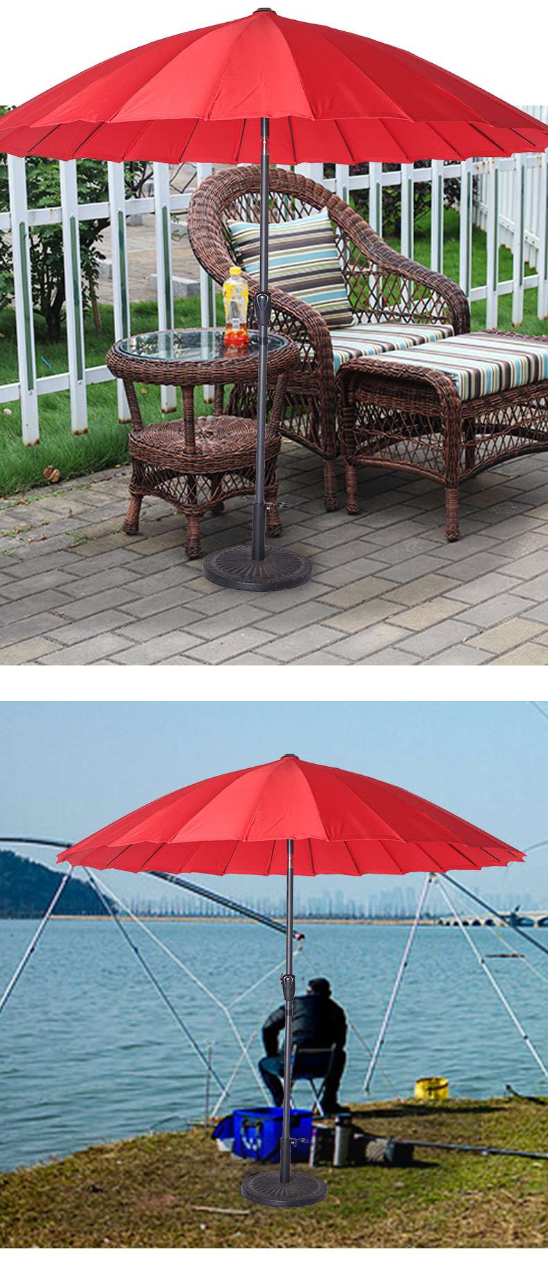 2.7米手摇纤维24根超弹性个性防晒户外遮阳庭院沙滩伞详情图3