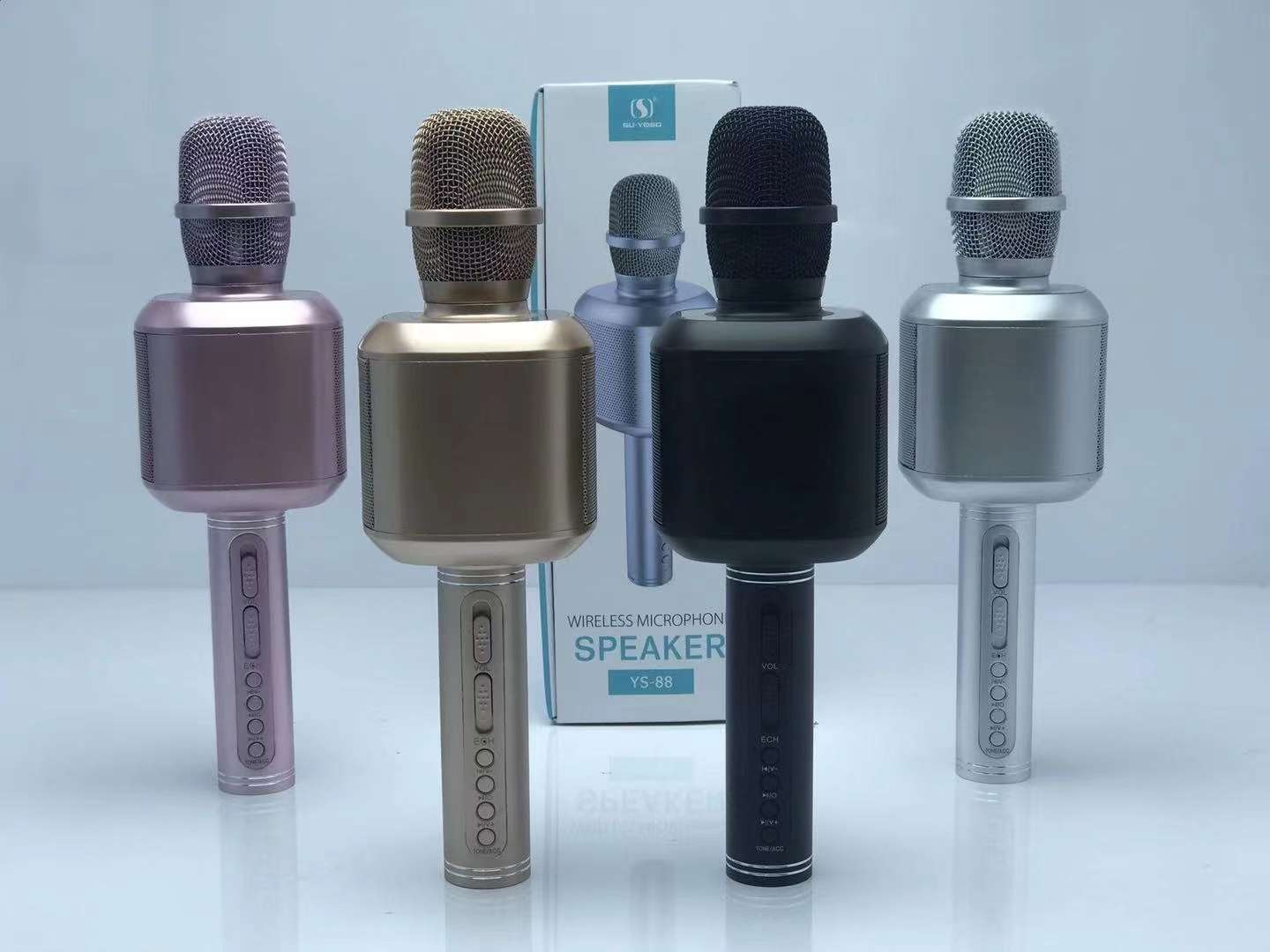 The new microphone speaker is now available [Rose]. Product model: YS-88. Packaging size: 300*100*105MM. Outer box size: 62*57*41CM Item Picture