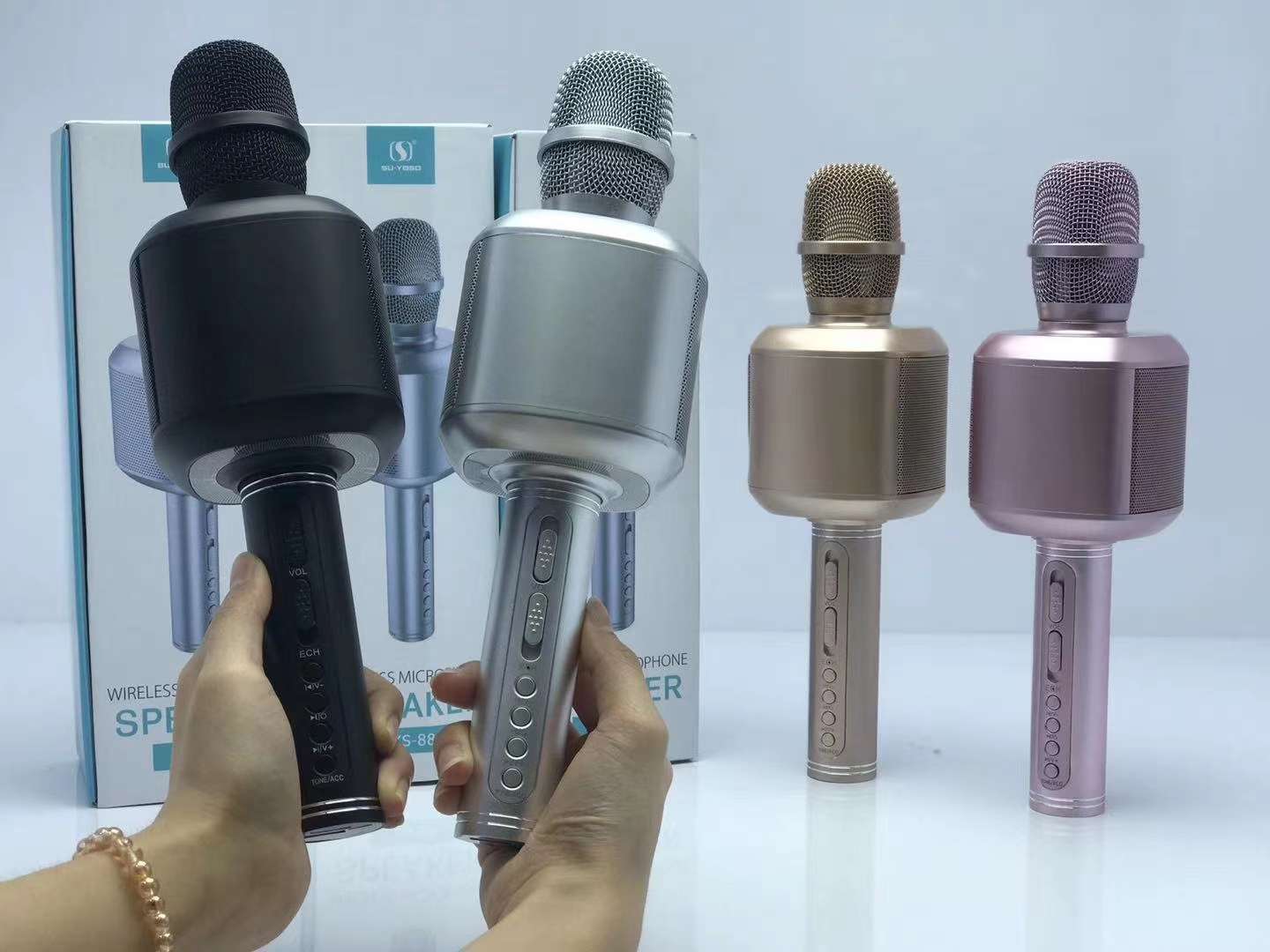 The new microphone speaker is now available [Rose]. Product model: YS-88. Packaging size: 300*100*105MM. Outer box size: 62*57*41CM