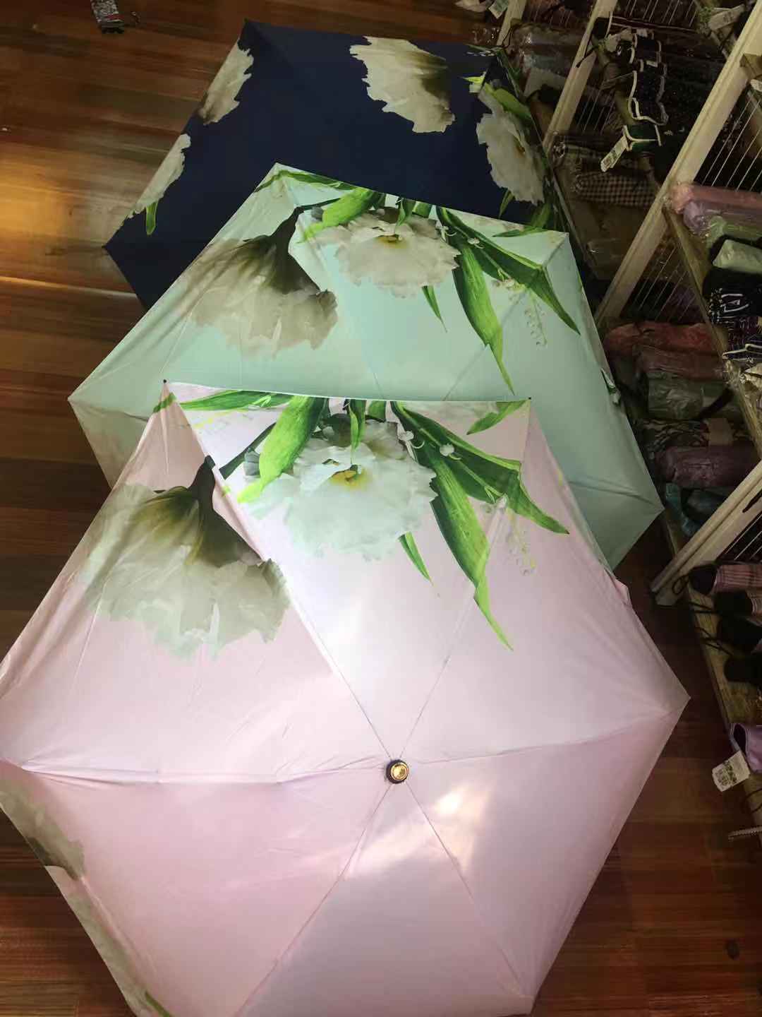 花朵太阳伞晴雨两用小巧便携遮阳防晒防紫外线五折简约雨伞产品图