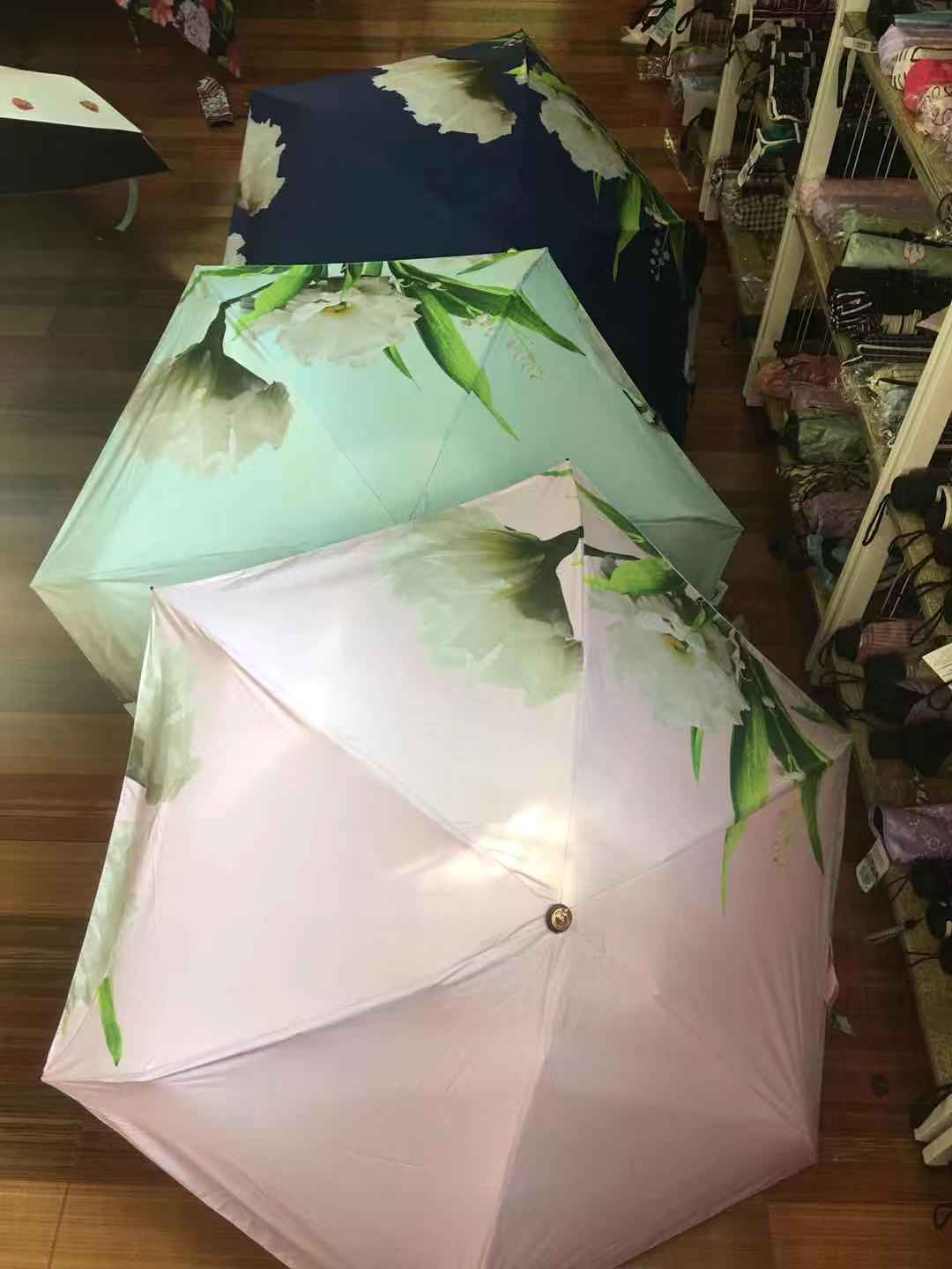 花朵太阳伞晴雨两用小巧便携遮阳防晒防紫外线五折简约雨伞细节图