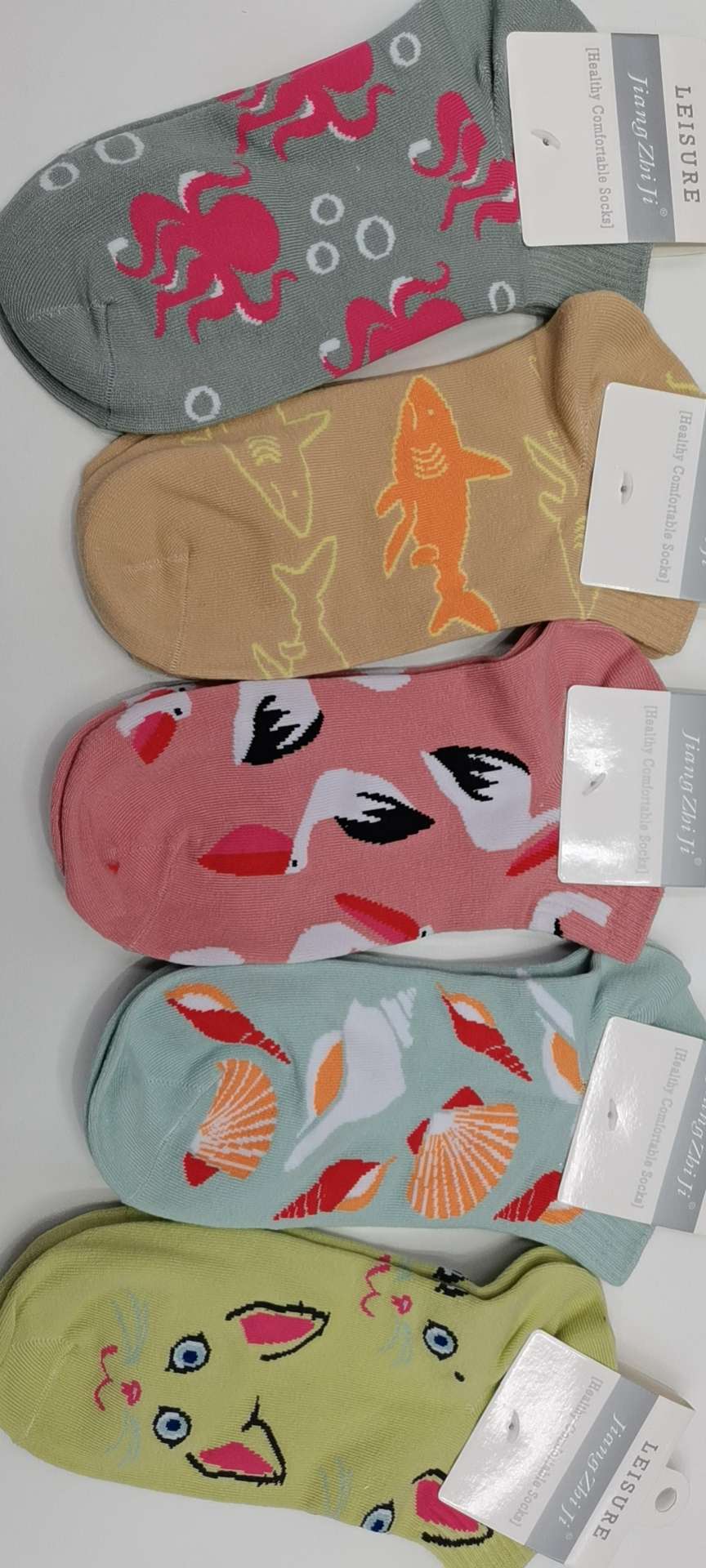 新款火烈鸟红色格子浅口女袜舒适透气女船袜详情图9