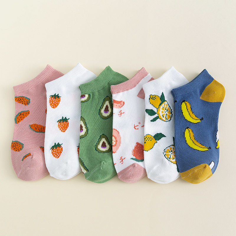 新款火烈鸟红色格子浅口女袜舒适透气女船袜细节图