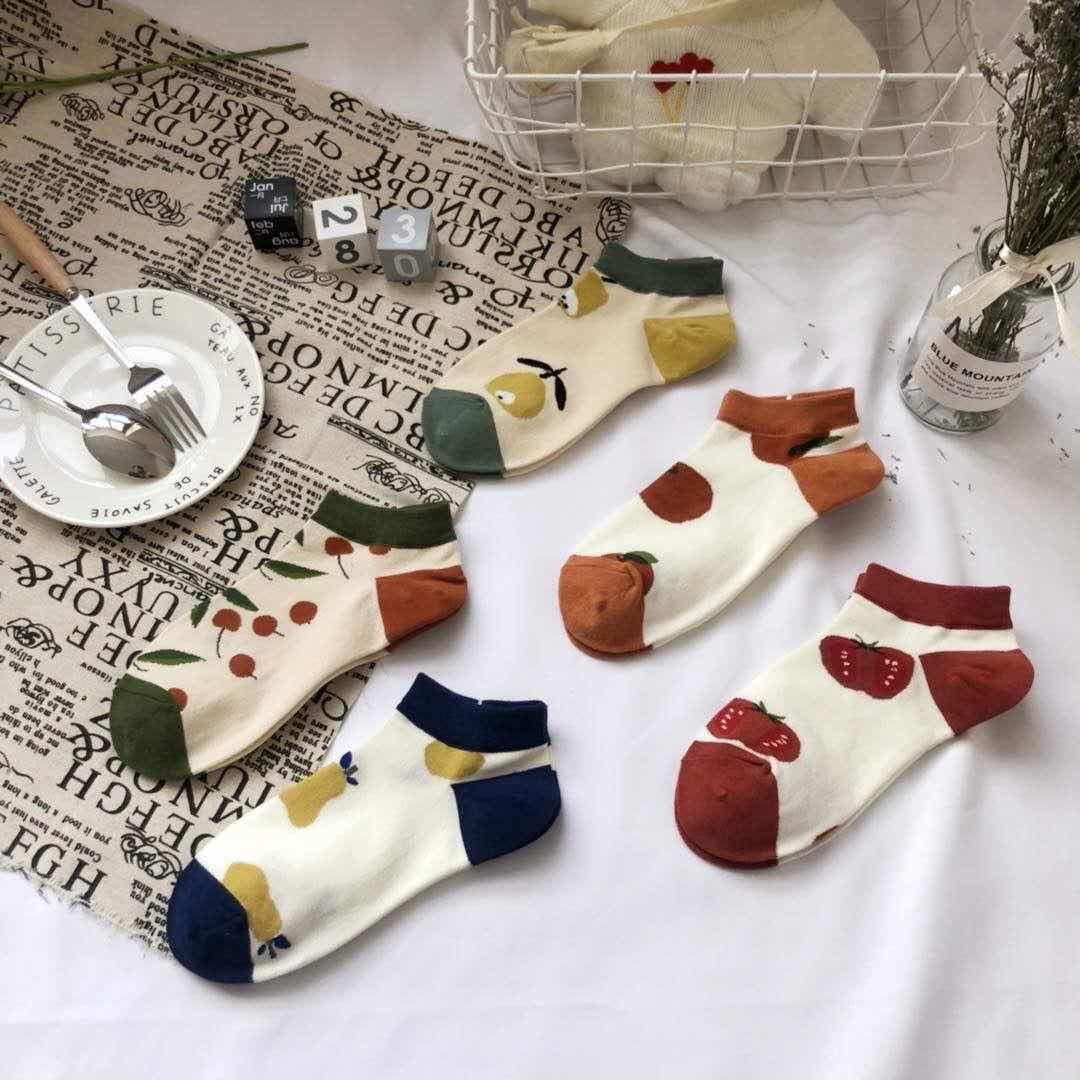 新款火烈鸟红色格子浅口女袜舒适透气女船袜详情图7