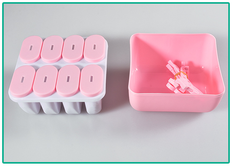 8-piece square silicone ice cream mold, children's Popsicle, silicone ice cube tray model, ice-making baby food box, ice cube mold undefined