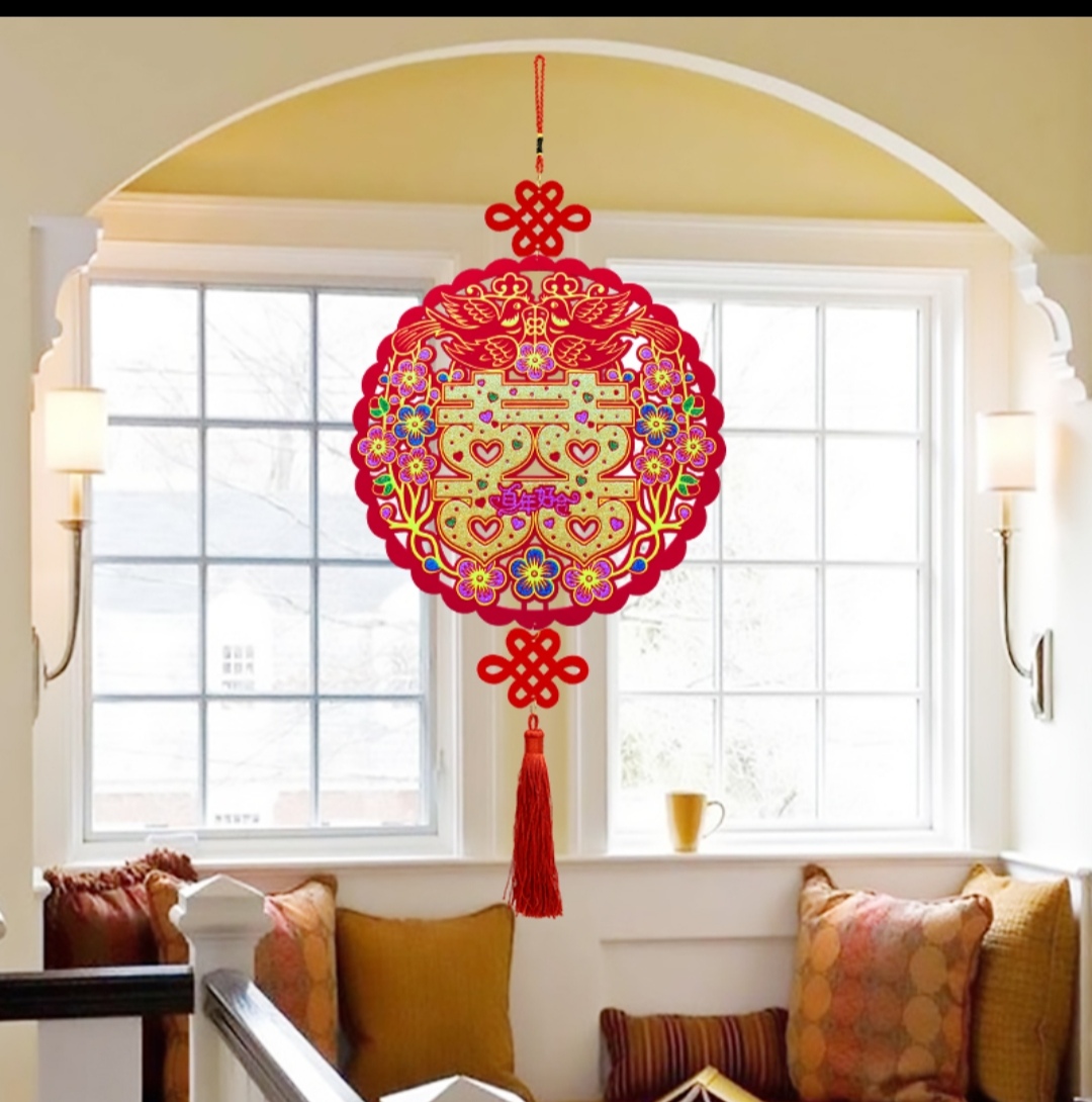 结婚用品婚房布置彩金喜字挂件无纺布喜字套装卧室客厅门窗喜贴门头墙喜装饰大门喜字婚庆婚礼布置道具乔迁新居装饰福字贴喜庆用品