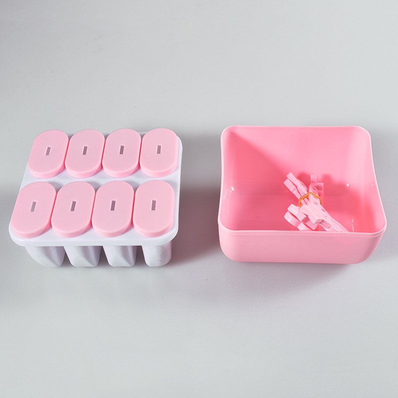 8-piece square silicone ice cream mold, children's Popsicle, silicone ice cube tray model, ice-making baby food box, ice cube mold details Picture
