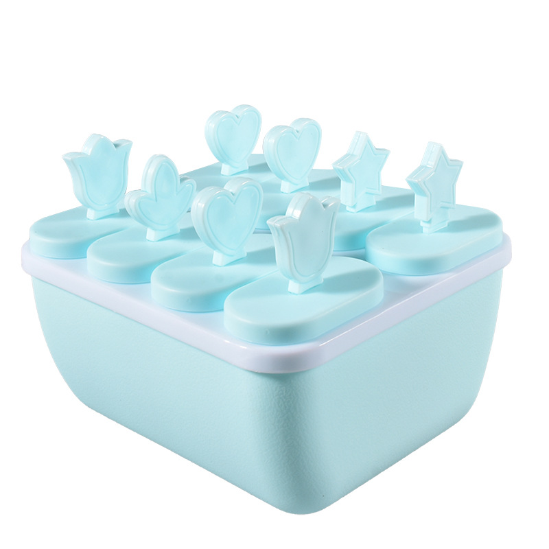 8-piece square silicone ice cream mold, children's Popsicle, silicone ice cube tray model, ice-making baby food box, ice cube mold Item Picture