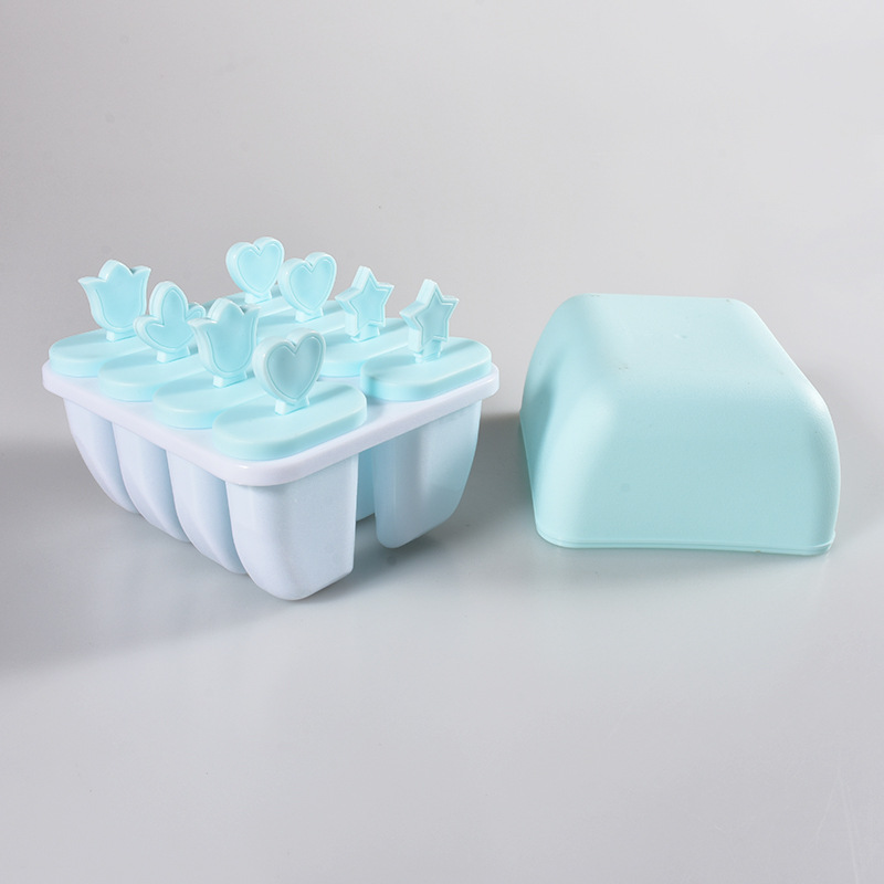 8-piece square silicone ice cream mold, children's Popsicle, silicone ice cube tray model, ice-making baby food box, ice cube mold Specification image