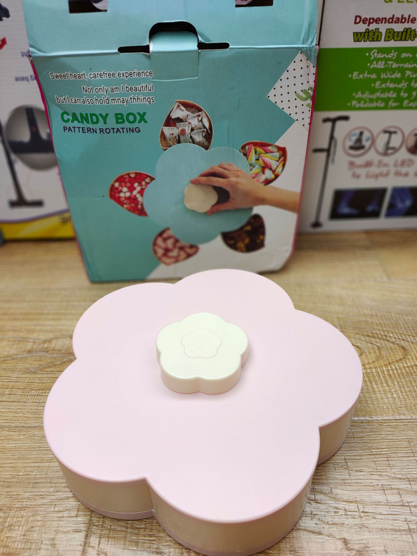 花漾旋转果盒 家用结婚塑料花型五格糖果盒详情图9