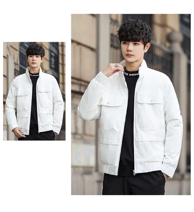 Winter new men's light and short down jacket, white duck down stand-up collar men's trendy and fashionable down jacket details Picture