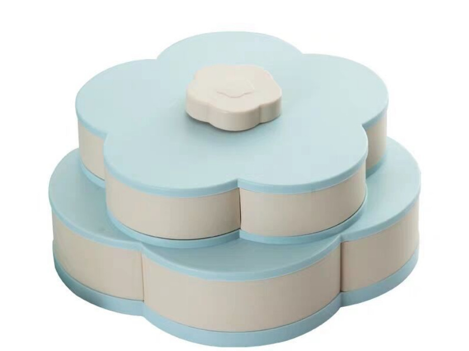 花漾旋转果盒 家用结婚塑料花型五格糖果盒产品图